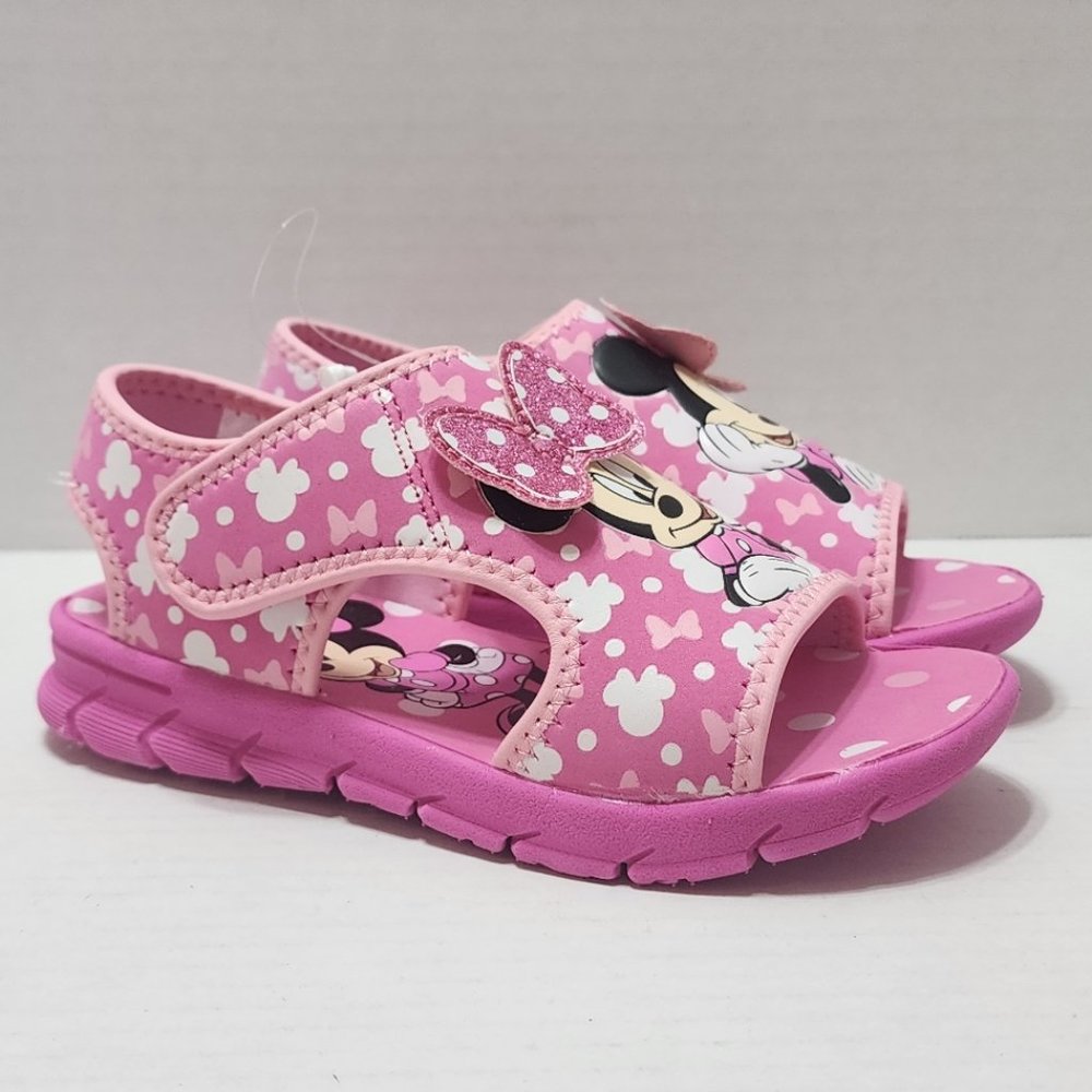 New Disney Minnie Mouse Beach Sandals - Pink - Size L 11/12